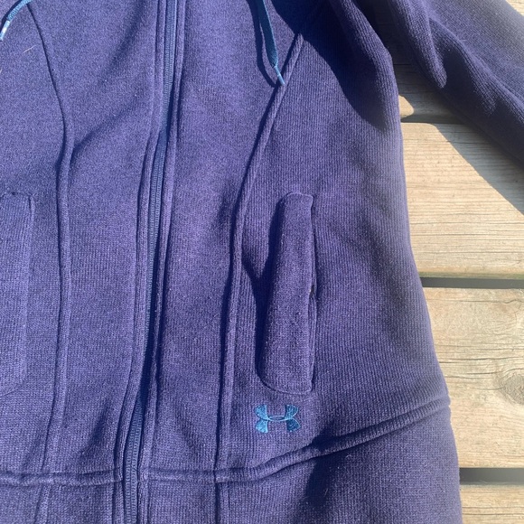 💜 Under Armour UA Storm ColdGear Fleece Full Zip Hoodie - Navy Blue XS - Picture 3 of 10